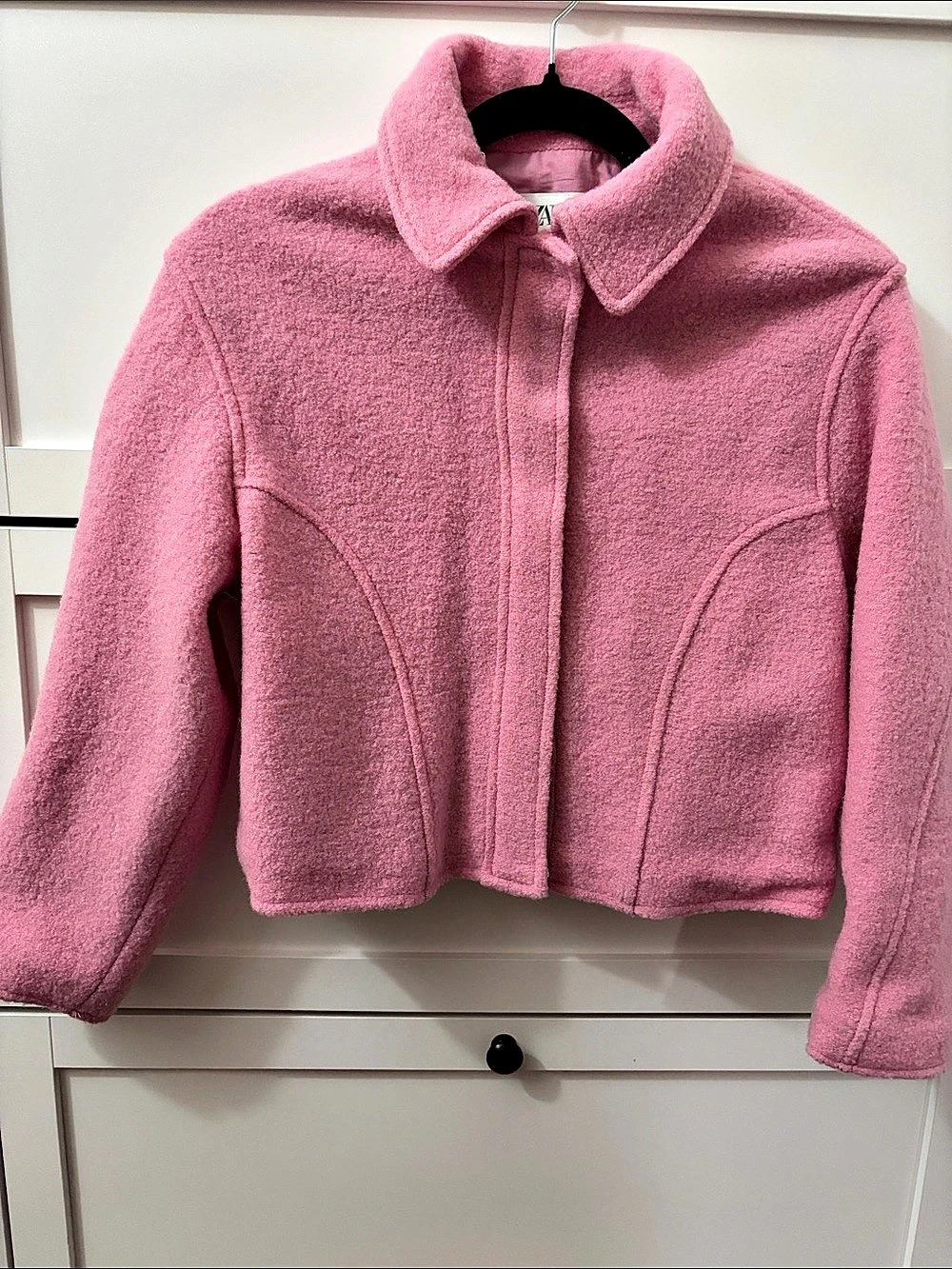 Zara Pink Teddy Jacket Size Medium Like New